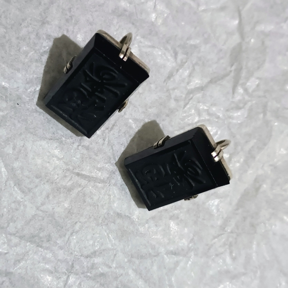 Black Rectangular Onyx Women's Screw Back Earrings